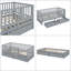 Lit de jour simple en bois avec garde-corps et 2 tiroirs - Combinaison lit de jour et lit de jour compact, gris-485187108