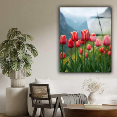 Tulip Floral Tempered Glass Wall Art