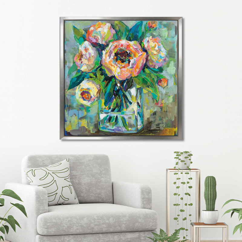 " Pink ", Silver Floater Frame, 21.5" H x 21.5" W x 2" D
