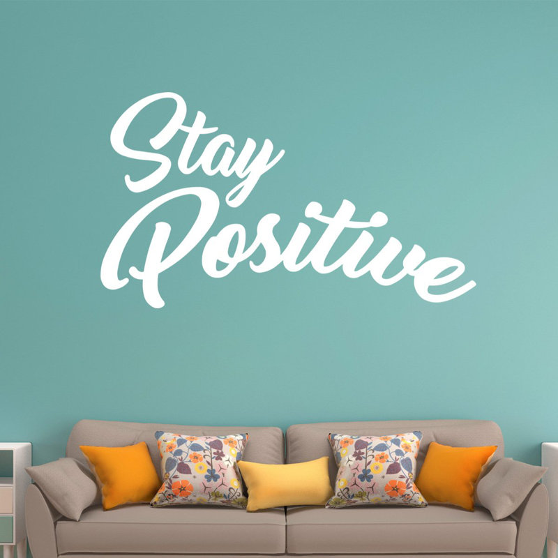 Décalcomanie murale en vinyle à relevage en vinyle positive vivre, H 9 po x l 15 po, Blanc