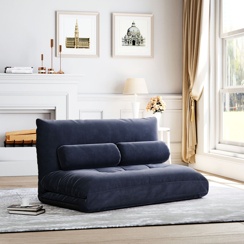 Fauteuil futon simple à dossier large de 43 po Theresa, Polyester gris