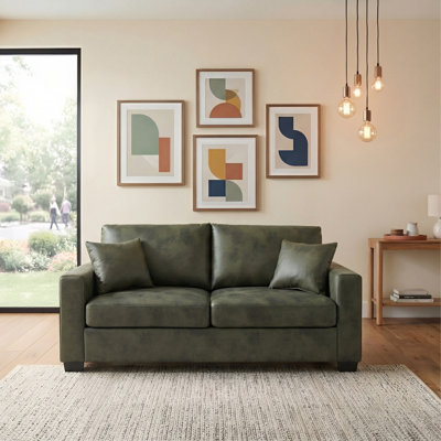 This 69-inch two-seater sofa features a Foil fabric and comes with two throw pillows, offering a comfortable seating experience suitable for any setting.