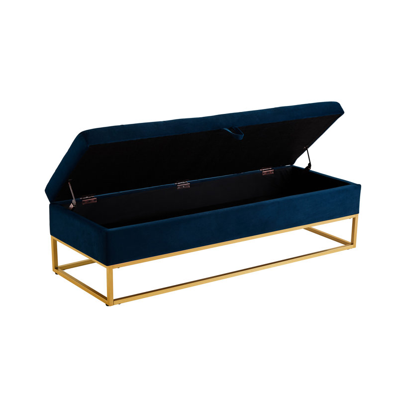 58.6" Front Organizer Bench In Navy Blue Velvet With Storage Space Hallway Shoe Spacious Interior, Navy Blue