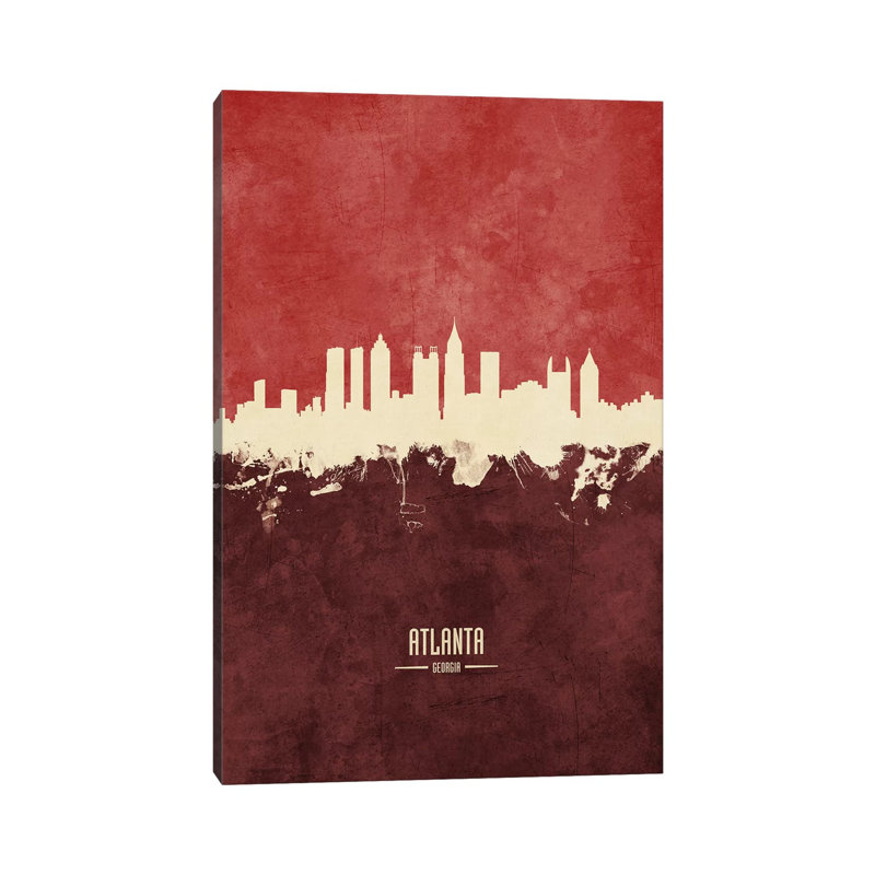 Atlanta Georgia Skyline Burgandy by Michael Tompsett - Wrapped Canvas Print, 66.04 cm H x 45.72 cm W x 3.175 cm D
