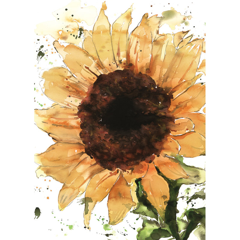 Grande toile encadrée tournesol - Illustration de fleur décorative