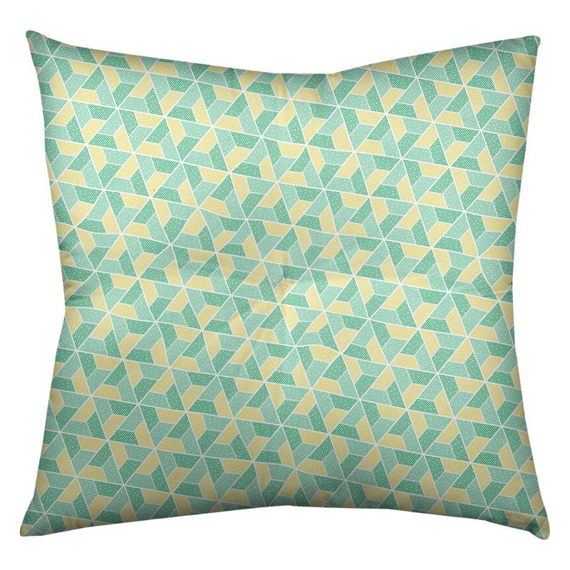 Oreiller de sol Katelyn Elizabeth Trapezoids, 26 po x 26 po, Vert / Jaune