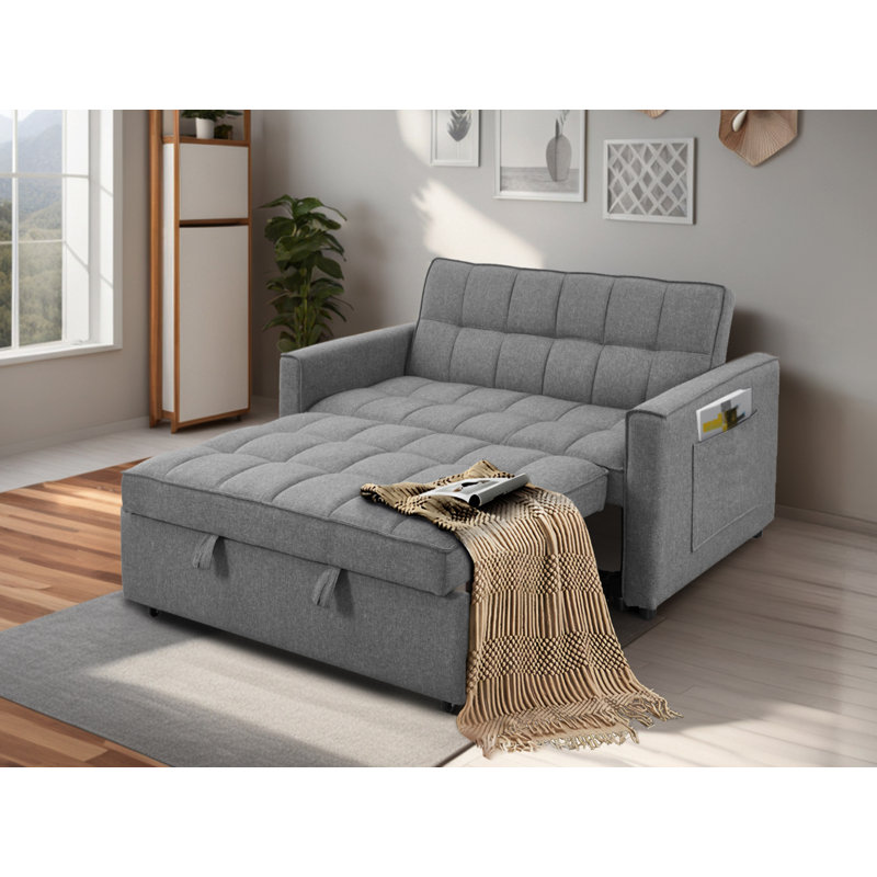 Causeuse à accoudoirs carrés 52,5 po Zebulah, Gris foncé