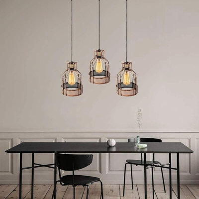 Anthonie 3 - Light Brushed Copper Caged Pendant