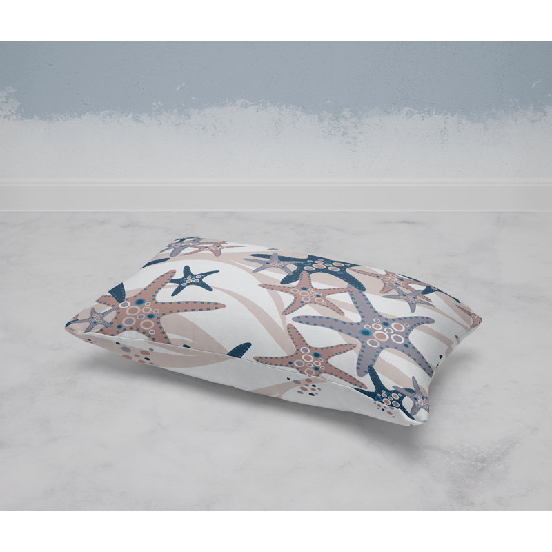 Starfish Sway  Rectangular Throw Pillow, Pink/Silver