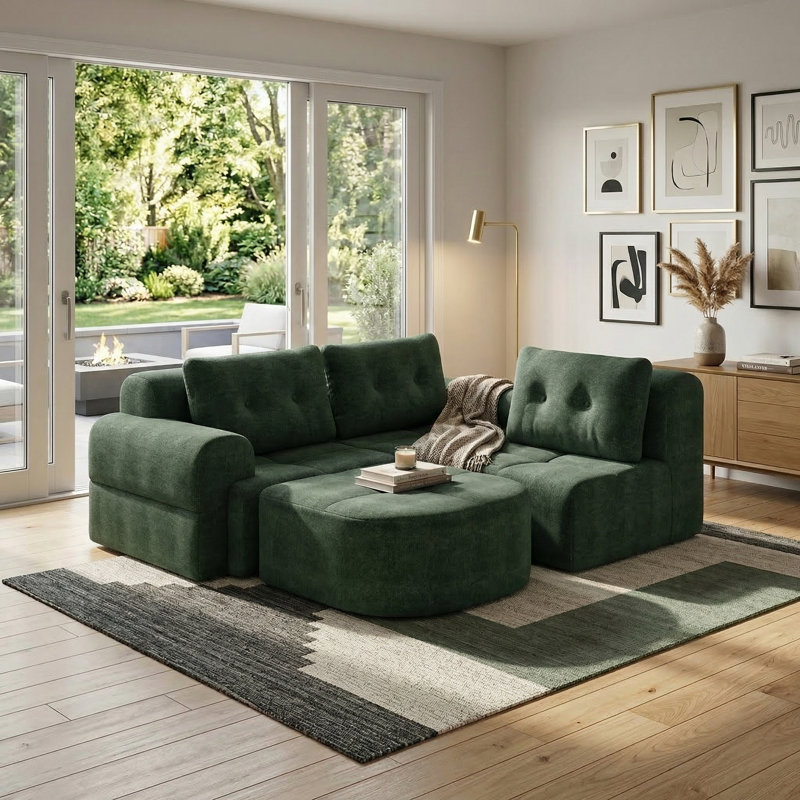 Canapé modulaire surdimensionné Boneless, Vert noirci