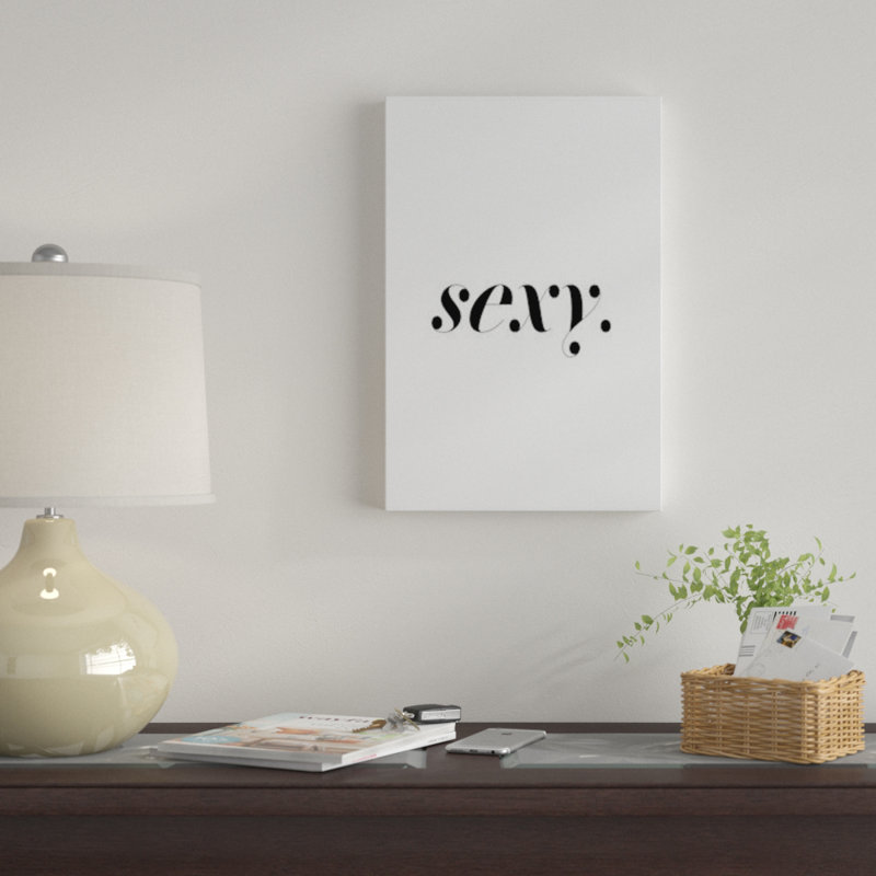 «Sexy», art textuel sur toile, H 26 po x l 18 po x P 1,5 po, Toile avec cadre noir, Pas de tapis