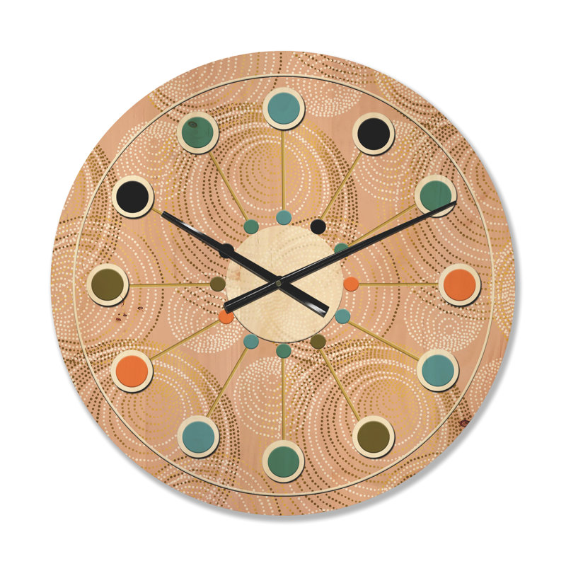 Horloge murale en bois à géométrie abstraite, Moyenne