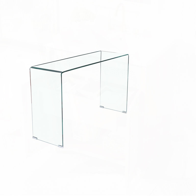 Console en verre, console en verre trempé transparent avec bords arrondis