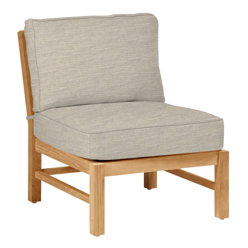 Fauteuil de chambre modulaire Club Teak - Teck naturel, Trépointe, Sunbrella® ‑ lin colombe, Teck naturel
