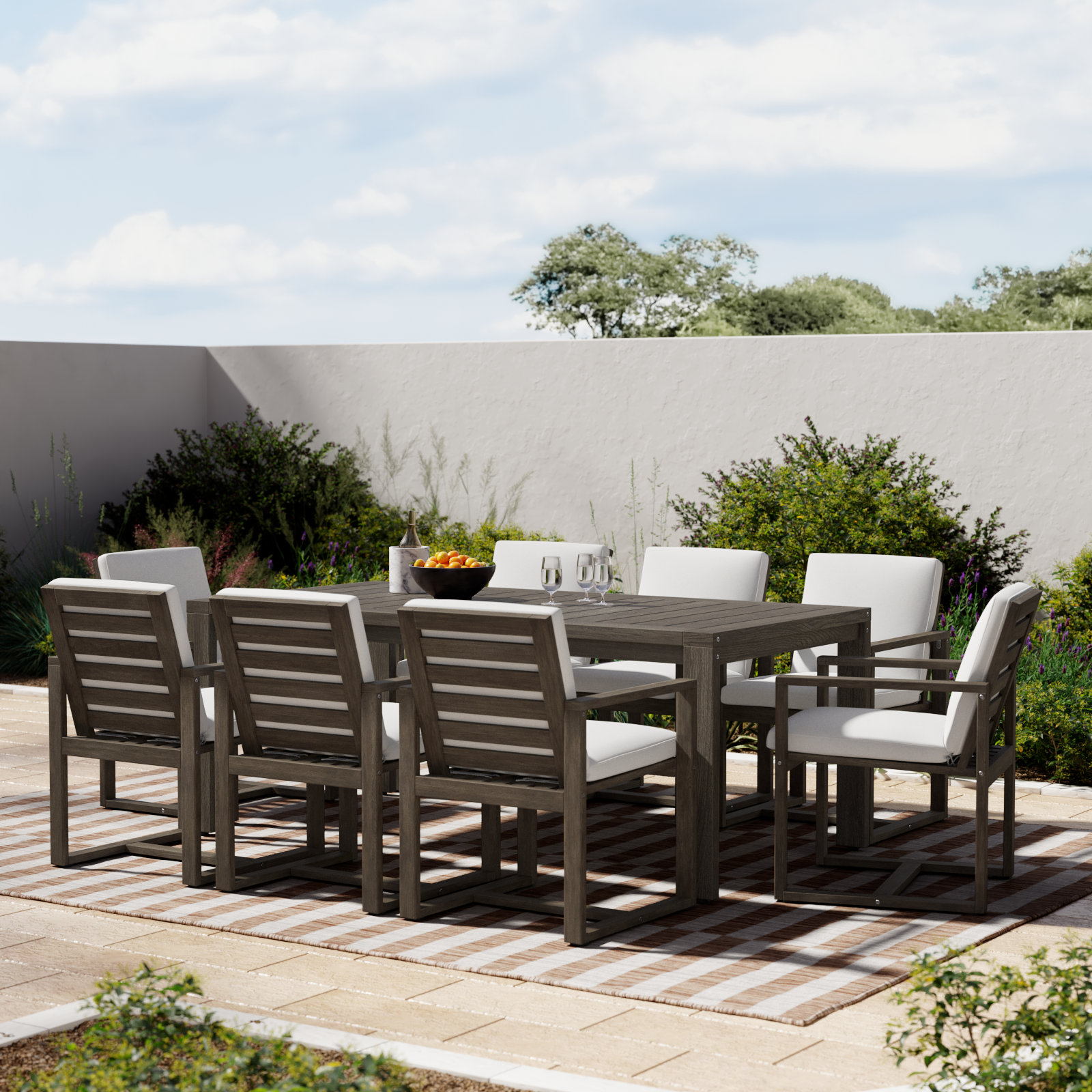 Joly 87" Eucalyptus Patio Dining Set