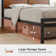 Antioch Bed Frame with LED Lights and USB Ports, Metal Frame with Headboard, Large Storage Space