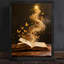 Reproduction d'art encadré noir avec papillon doré et livre mystique-1650210571