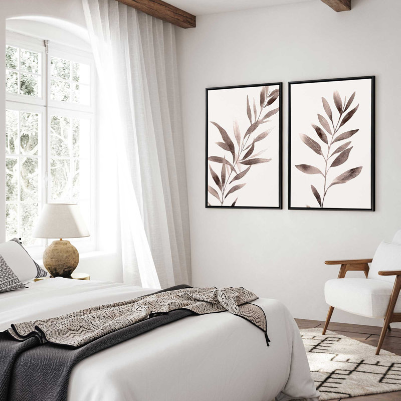 2 - Pièces sur toile, Rose, Cadre noir satiné, H 20 po x l 14 po