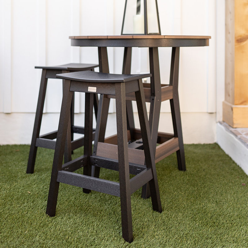 Berlin Gardens Tropical Saddle Bar Stool, Coastal Gray, 24.75"