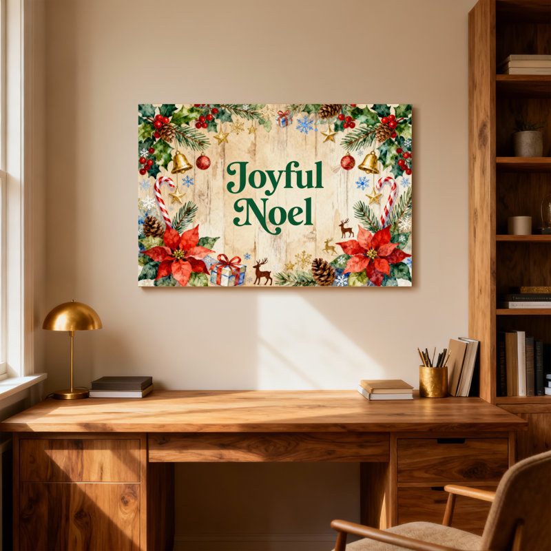 Christmas Joyful Noel Christmas Holiday Pattern, 16" H x 24" W