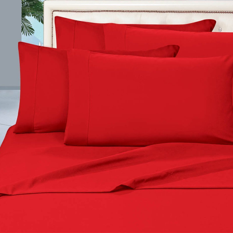 Ensemble de draps en polyester 1500 fils, Rouge, Ensemble literie pour lit simple