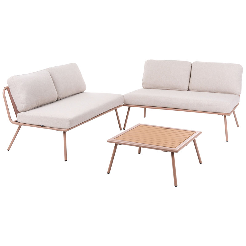 Garden Corner Sofa with Table 4 Seater CACCAMO Beige, Beige