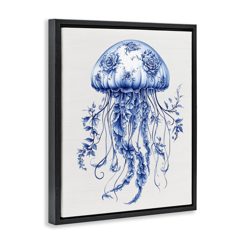Cadre flottant à méduse Funky Toile, Cadre flottant noir de jais, H 21 po x l 17 po