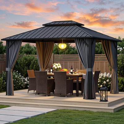 10×12 Ft All-Weather Hardtop Gazebo, Galvanized Steel Roof & Aluminum Frame