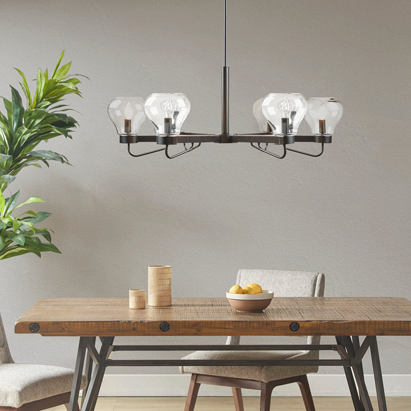 Lustre 6 lumières avec abat-jour en forme de bol