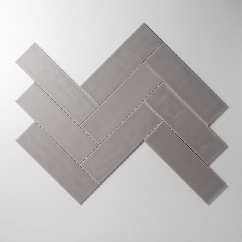 Carreau de mur de métro en céramique gris mat 3,5 po x 12 po Bedouin, Gris mat