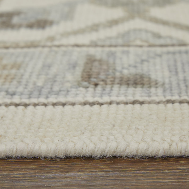 Karina Hand Knotted Wool Ikat Area Rug in Beige/Dash Gray, Rectangle 7'9" x 9'9"