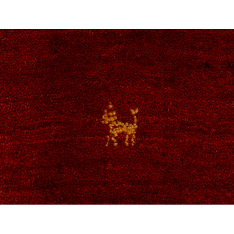 Handwoven Wool Gabbeh Uni Red Rug