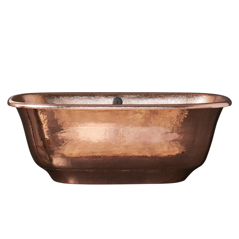 Baignoire de trempage autoportante en cuivre 66 po x 32,5 po Santorini, Cuivre poli