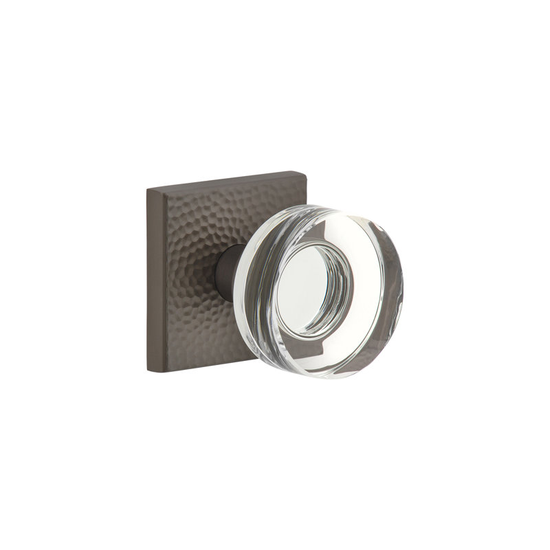 Rosette Viaggio Quadrato martelée avec bouton en cristal Circolo, 2.38", Gris titane