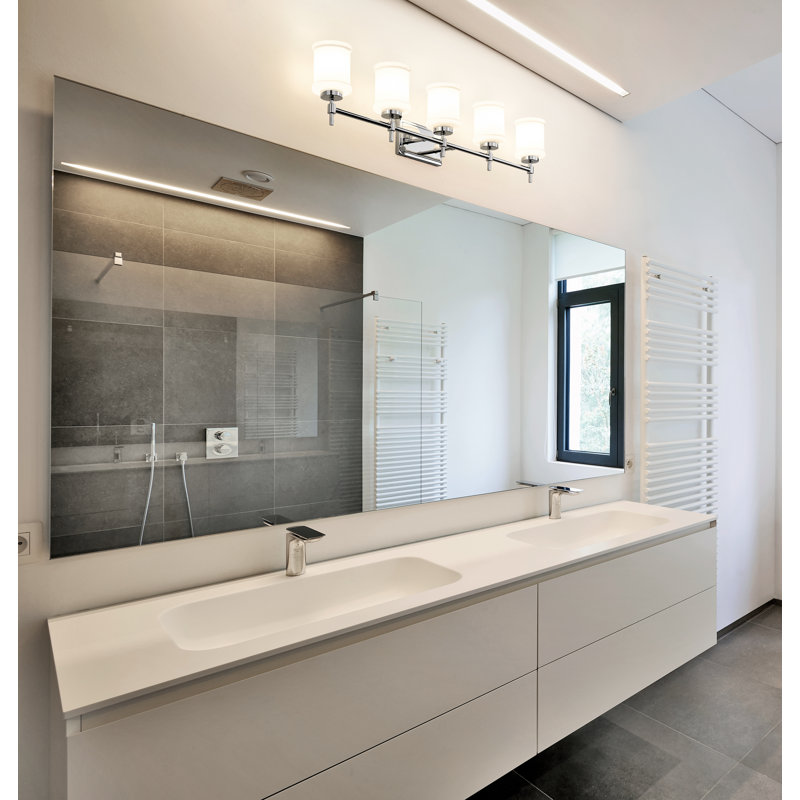 Meuble-lavabo 5 lumières Zowie, Chrome