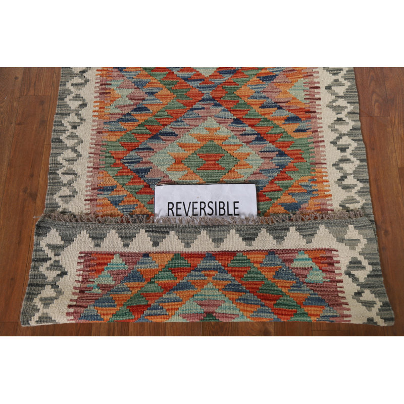 Geometric Wool Kilim Oriental Rug 3x4