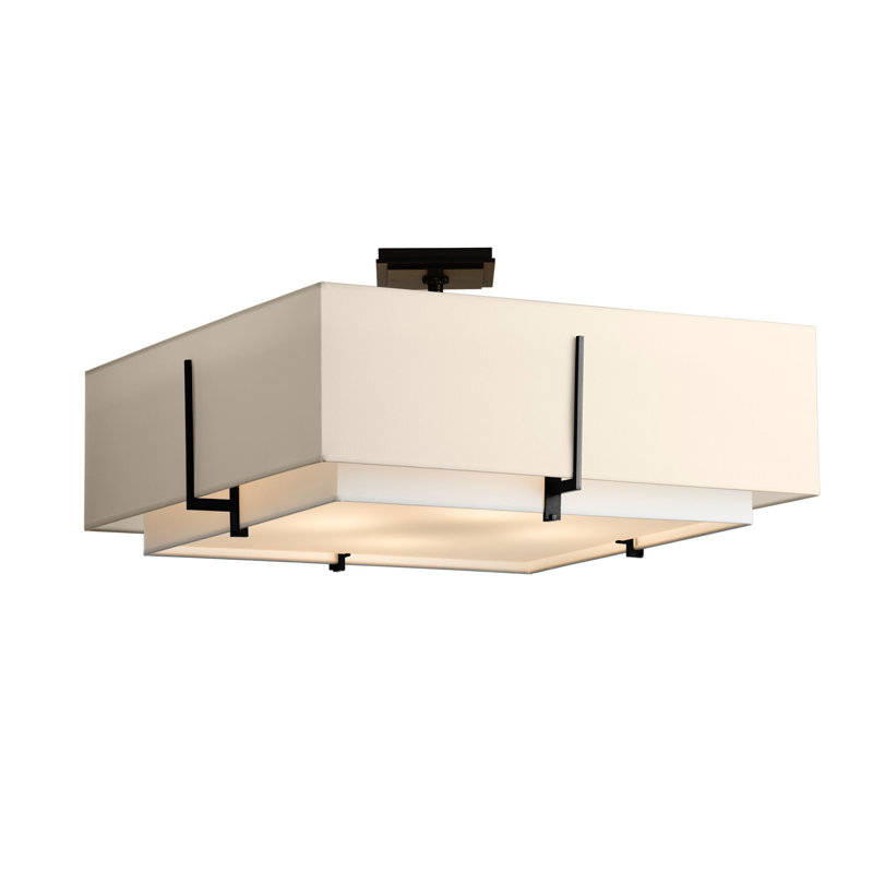 Exos 4 - Light 24.6" Semi Flush Mount, Black, Natural Linen