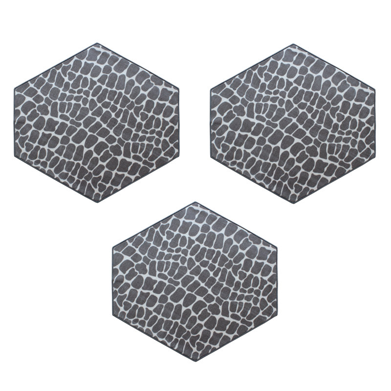 Tapis gris clair Glorine, Hexagone 3 pi