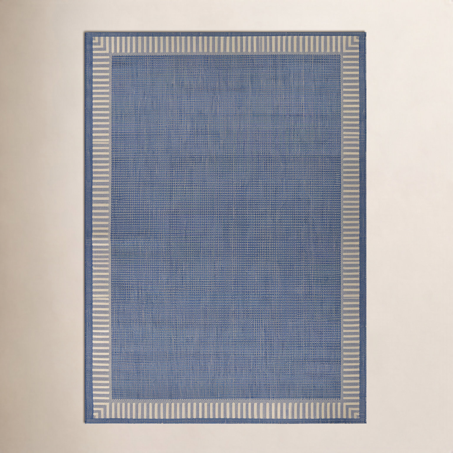 Black Cocoa Brown Flatweave Outdoor Rug, Blue, Rectangle 5'3" x 7'6"