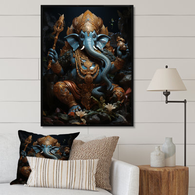 «Latonza Teal Gold Indian Art Mystic Ganesha», reproduction sur toile