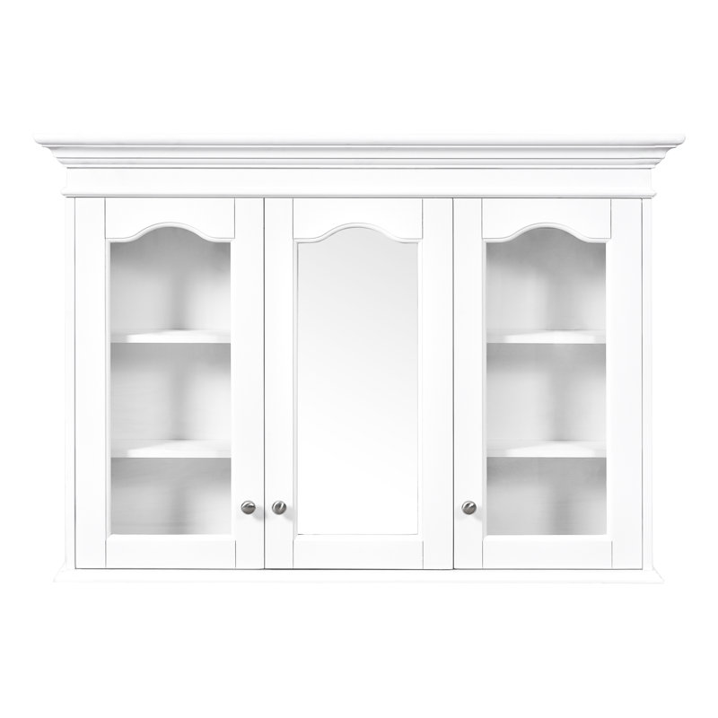 Armoire de rangement pour salle de bain 40 "avec miroir et tablettes à texture naturelle