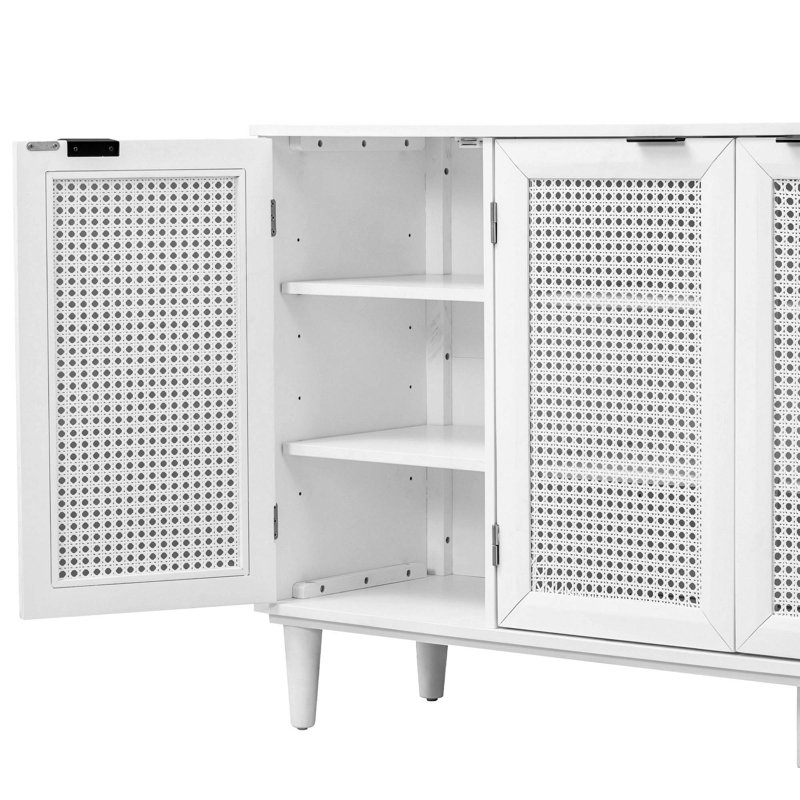 Grand buffet avec espace de rangement discret, Blanc