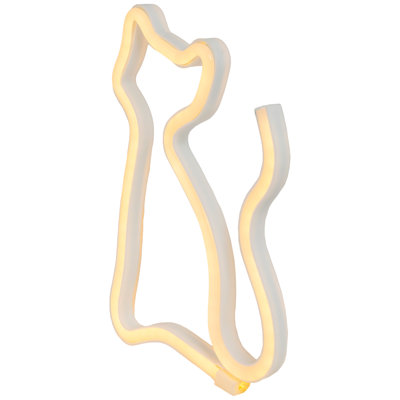 9" White Cat LED Neon Style Sign