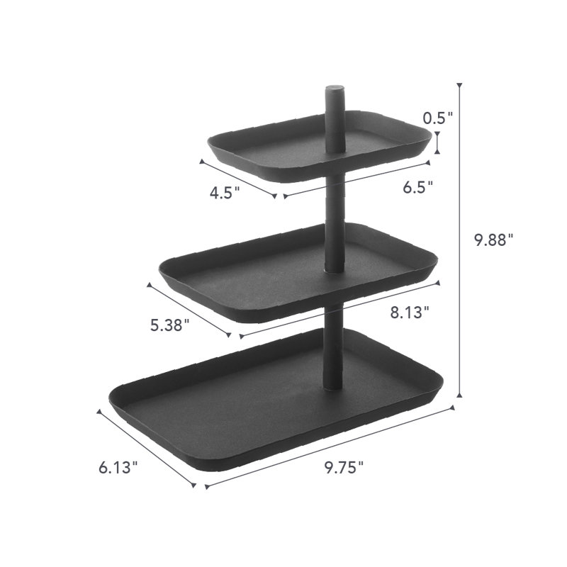 Tower Yamazaki Home 3-Tier Serving Stand, Appetizer Tray Organizer For Party Or Kitchen, Steel, Black