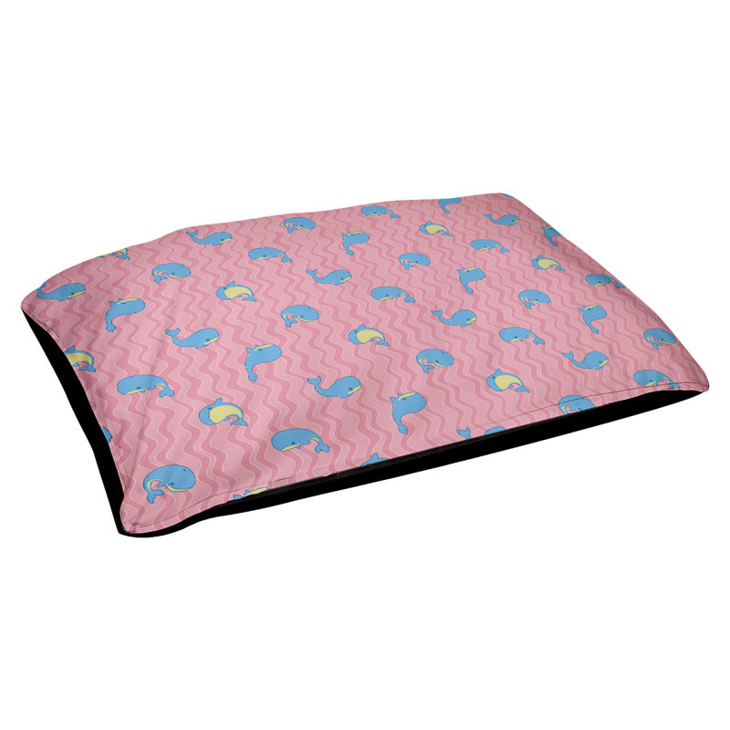 Coussin pour chien Campion Whales, Grand (l 42,5 po x P 32,5 po x H 14 po), Rose/bleu