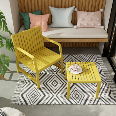 2-Piece Indoor/Outdoor Furniture Set 1 Chairs & 1 Coffee Tables Waterproof Pp Material - Easy Assembly Patio Conversation Set