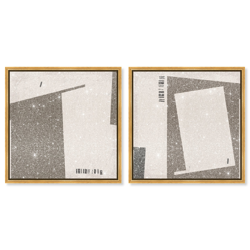 Structural Set Set by Oliver Gal, 17"H x 17"W, Gold Floater Frame
