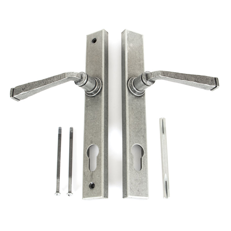 Avon Lock Door Handle Kit, Pewter Patina