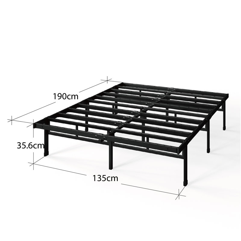 Nikoal Modern metal bed frame 35cm/14in Height, Double (135 x 190 cm), Black