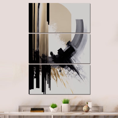 Black, White And Gold Expression IV " Black, White And Gold Expression IV " 3 - Pieces